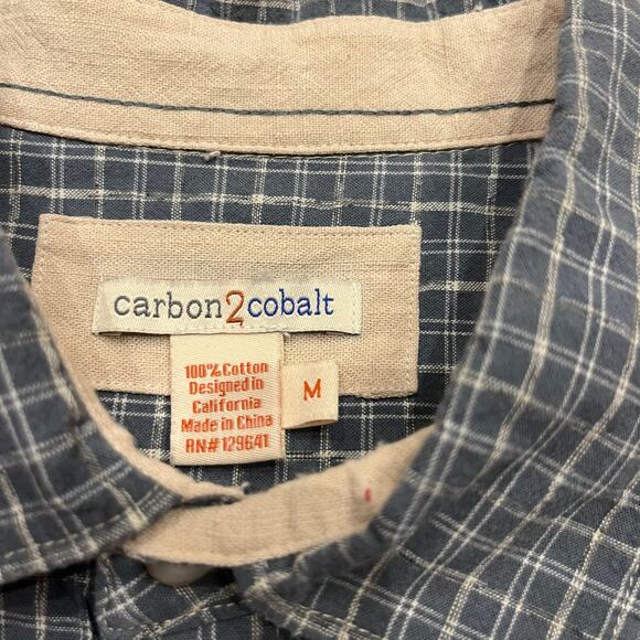 Carbon2Cobalt Men's Textured Button Down Shirt Sz M Cotton Blue Outdoor - Picture 4 of 5